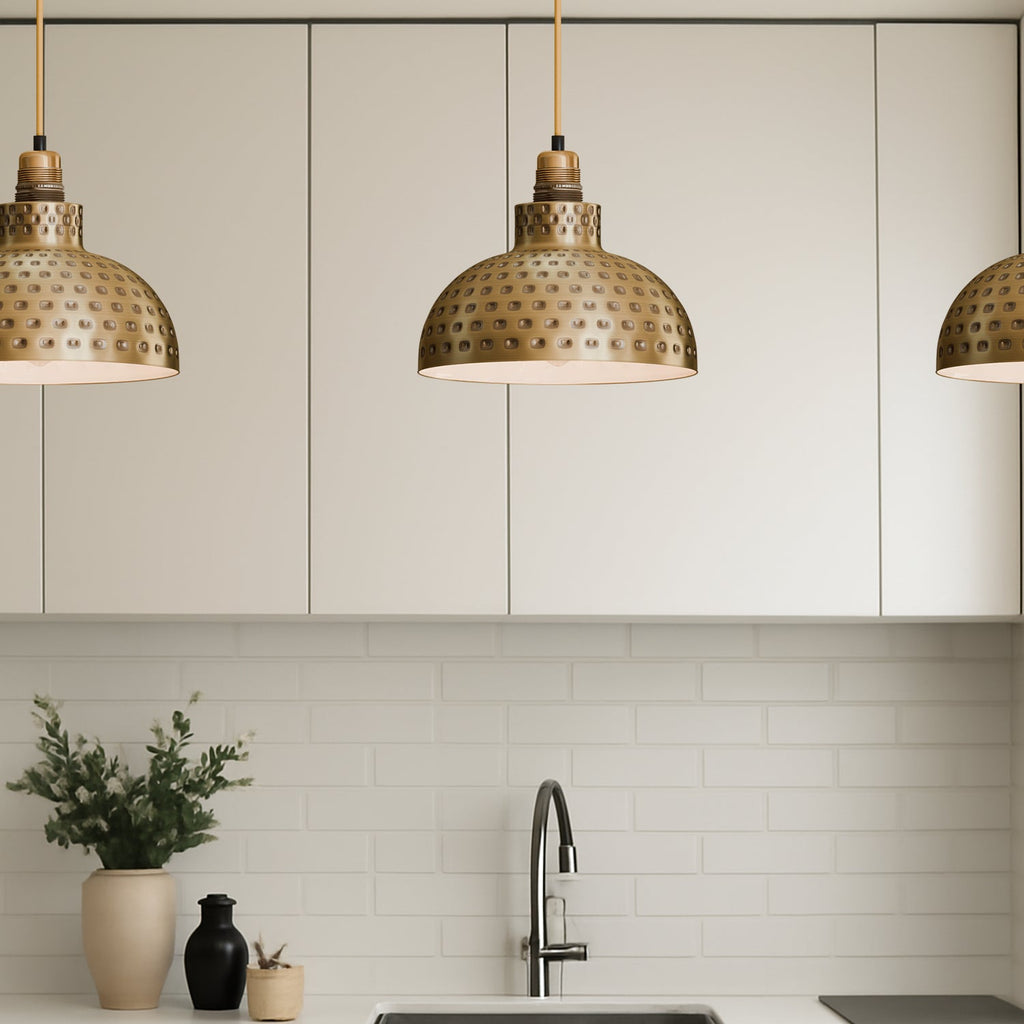 Retro Hammered Metal Shade E27 Ceiling Pendant Light~6132