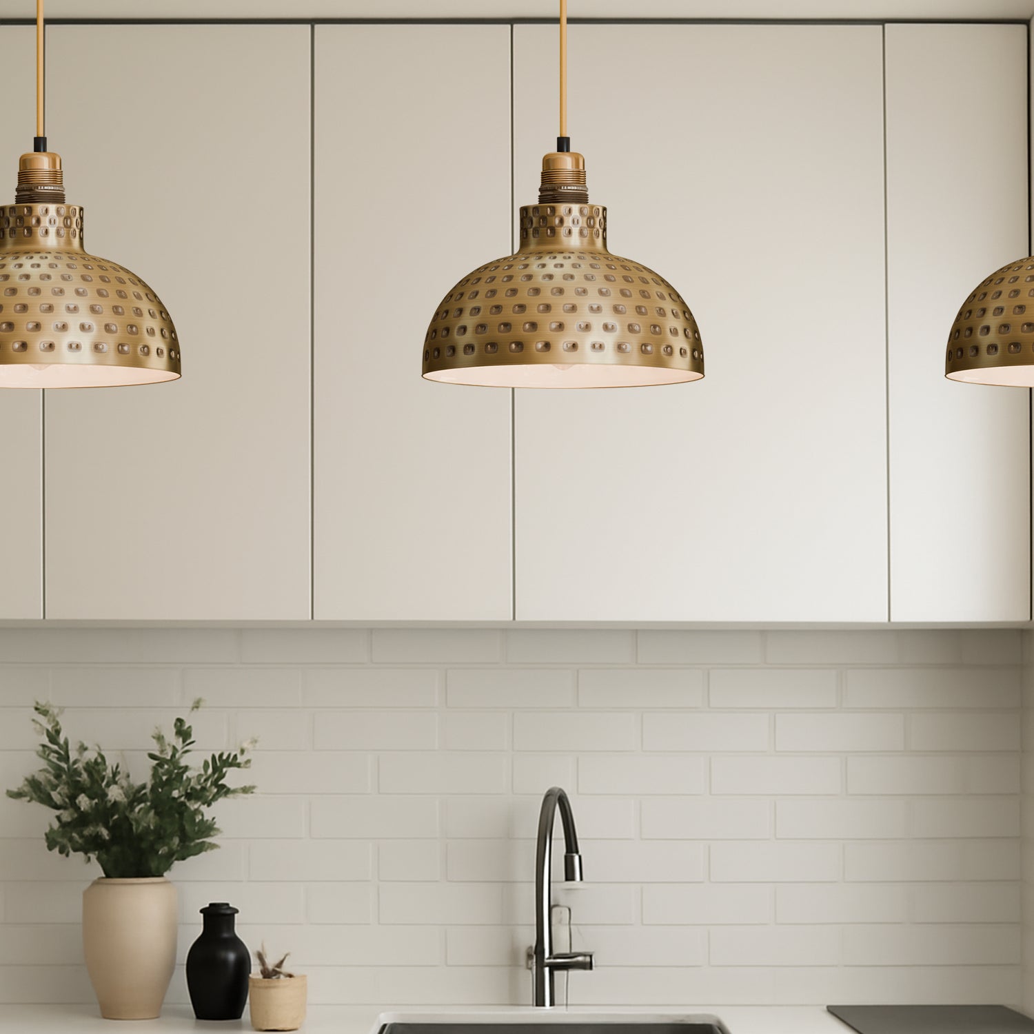 Retro Hammered Metal Shade E27 Ceiling Pendant Light~6132