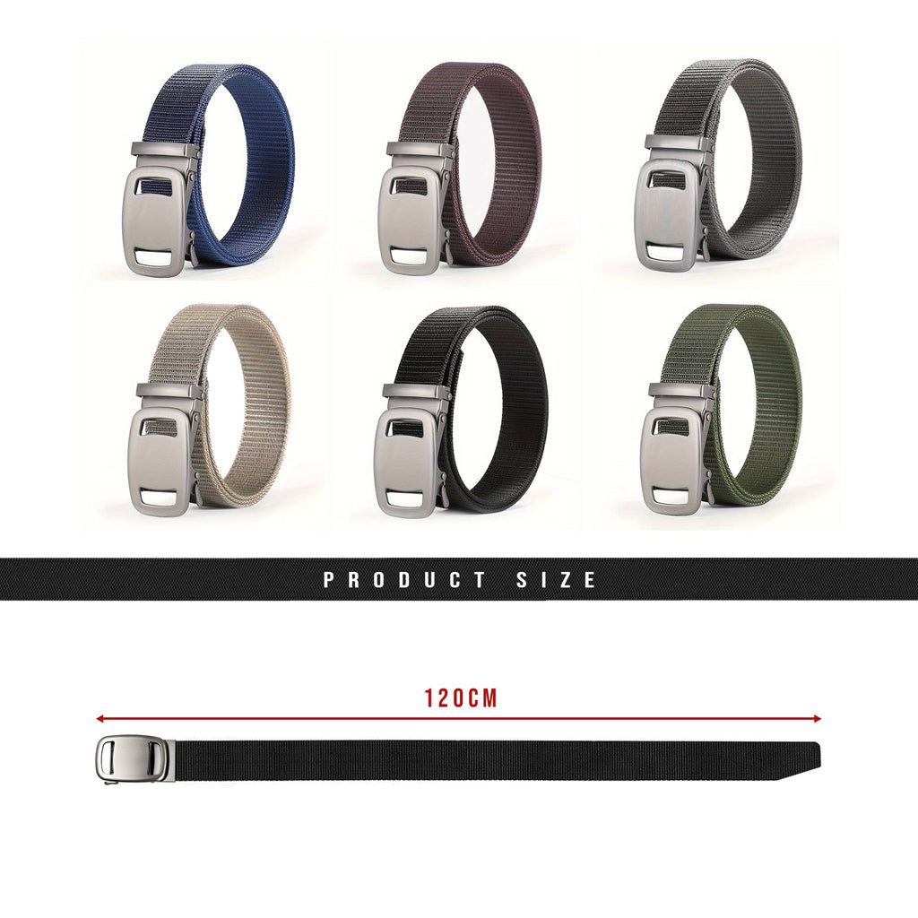 Unisex Automatic Lock Buckle Nylon Canvas Belt for Casual Outdoor Wear