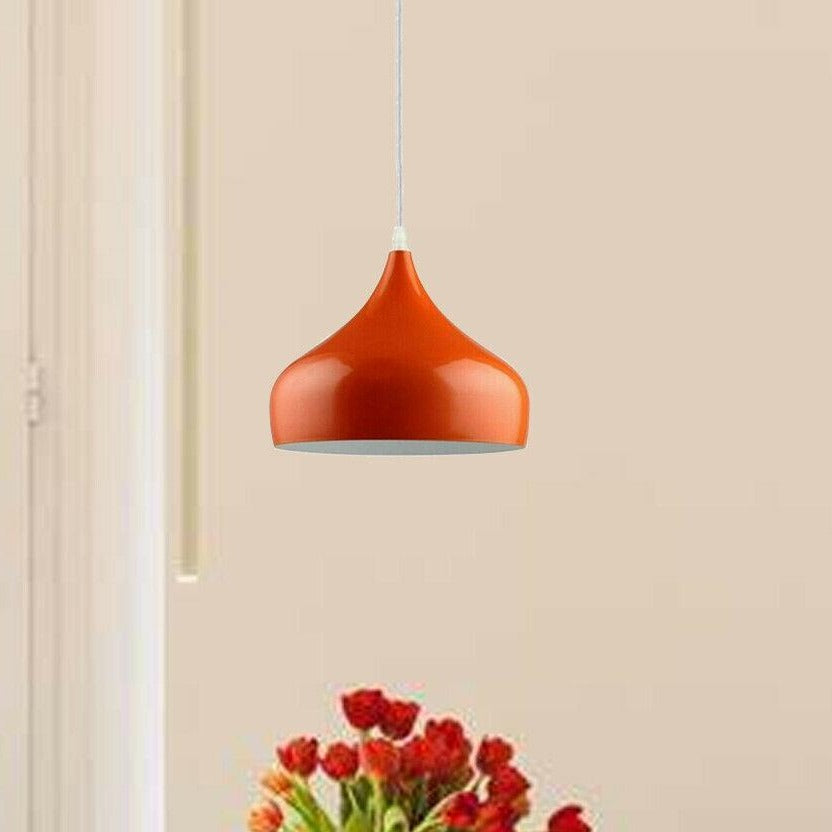 Retro Orange Metal Industrial Pendant Light Fixture, E27 Bulb, Modern Vintage