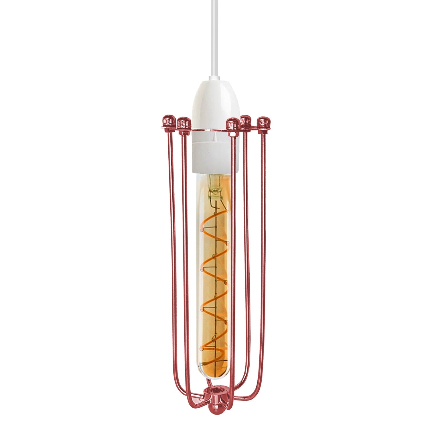 Rose Gold Long Industrial Cage Lamp Shade, Easy Fit Home Decor Lighting Accent