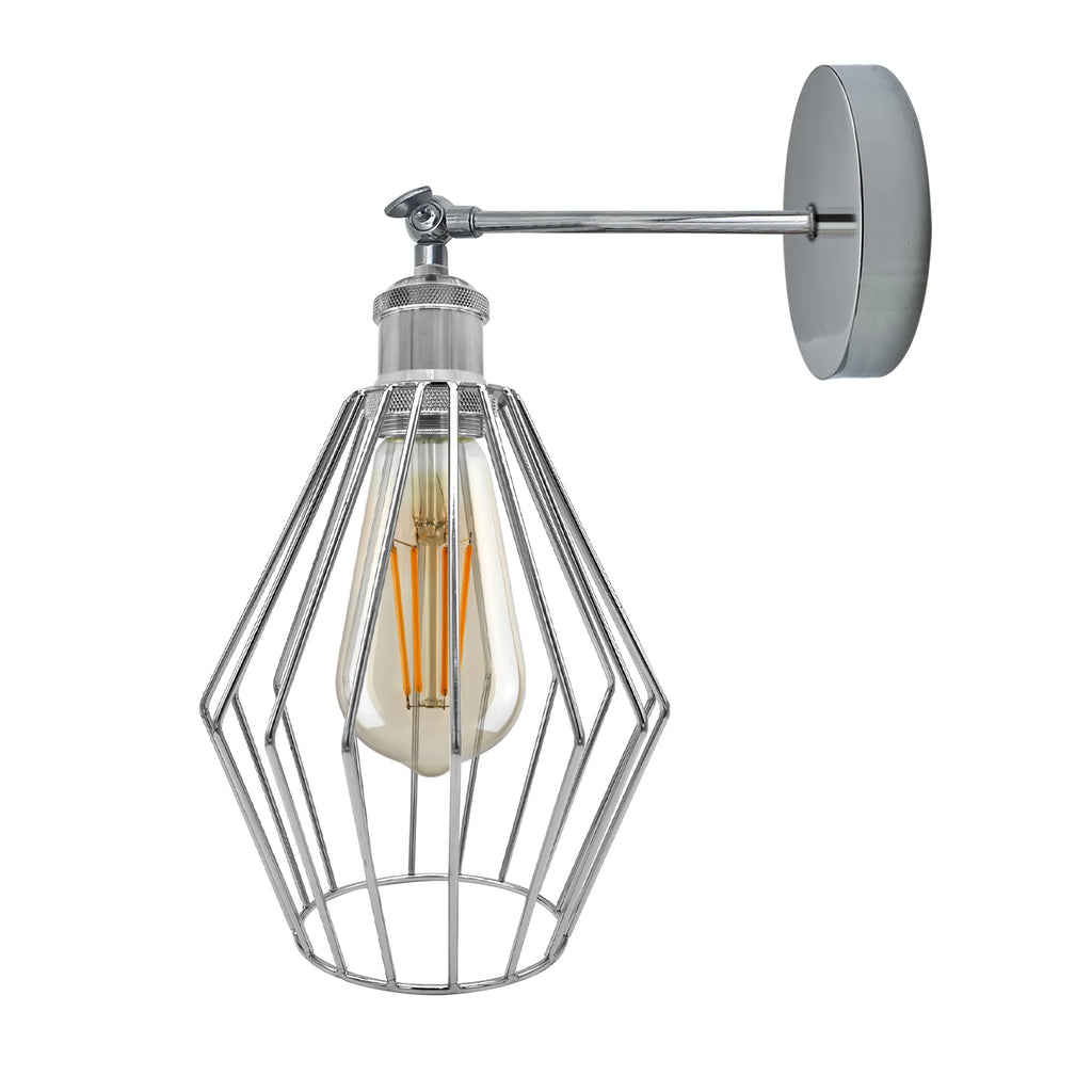 Stylish Chrome Diamond Wall Sconce E27 Socket | Electroplated Metal Light
