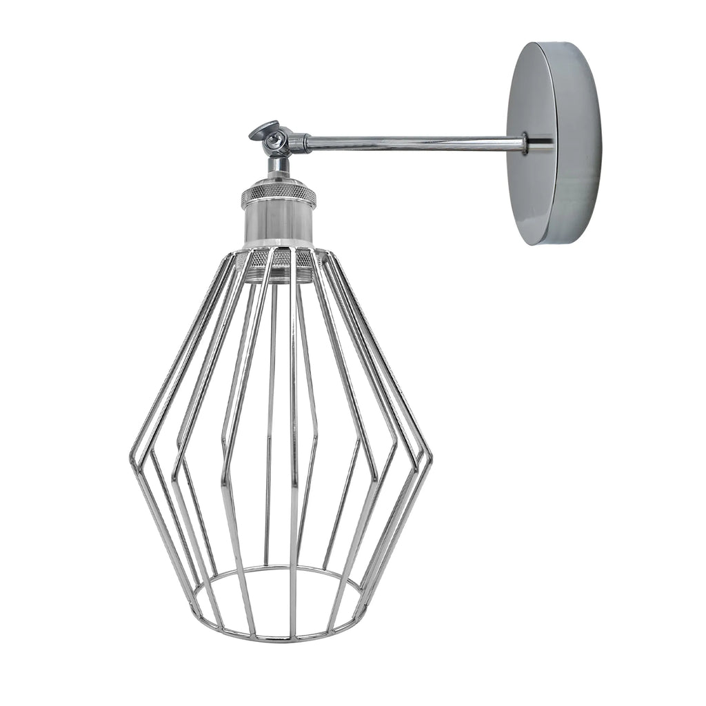 Stylish Chrome Diamond Wall Sconce E27 Socket | Electroplated Metal Light