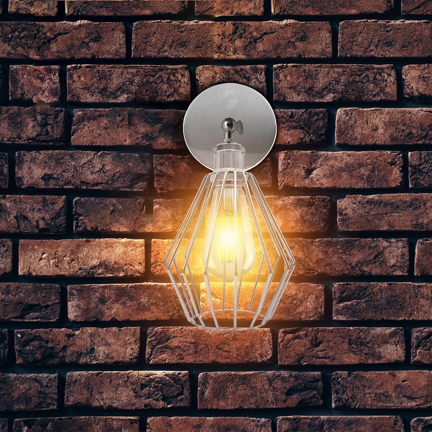 Stylish Chrome Diamond Wall Sconce E27 Socket | Electroplated Metal Light