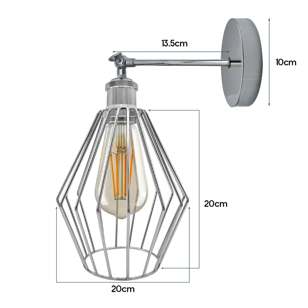 Stylish Chrome Diamond Wall Sconce E27 Socket | Electroplated Metal Light
