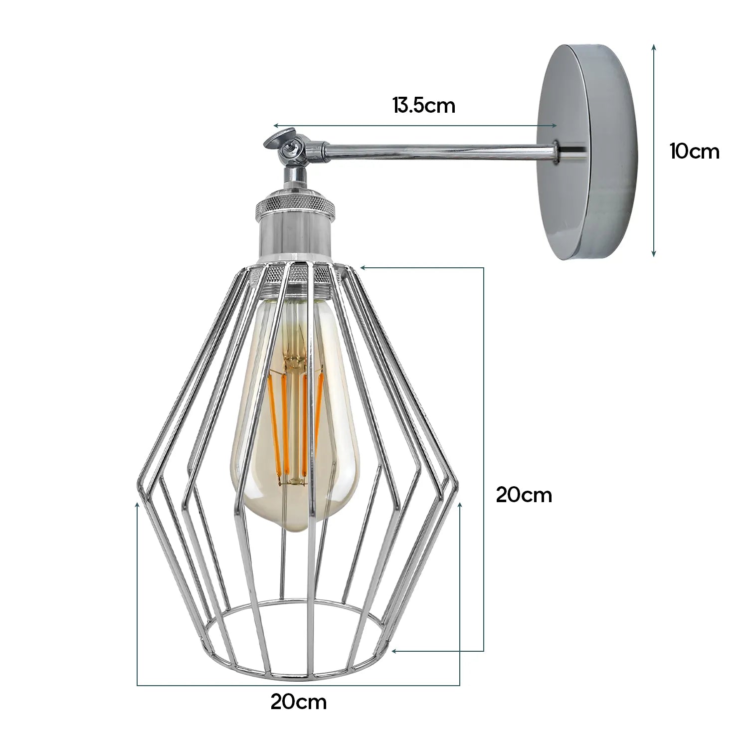 Stylish Chrome Diamond Wall Sconce E27 Socket | Electroplated Metal Light