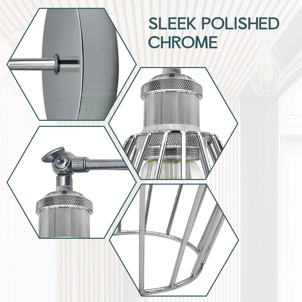 Stylish Chrome Diamond Wall Sconce E27 Socket | Electroplated Metal Light