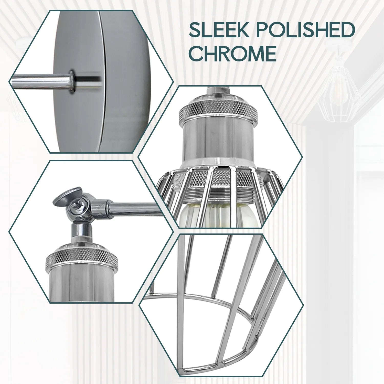 Stylish Chrome Diamond Wall Sconce E27 Socket | Electroplated Metal Light