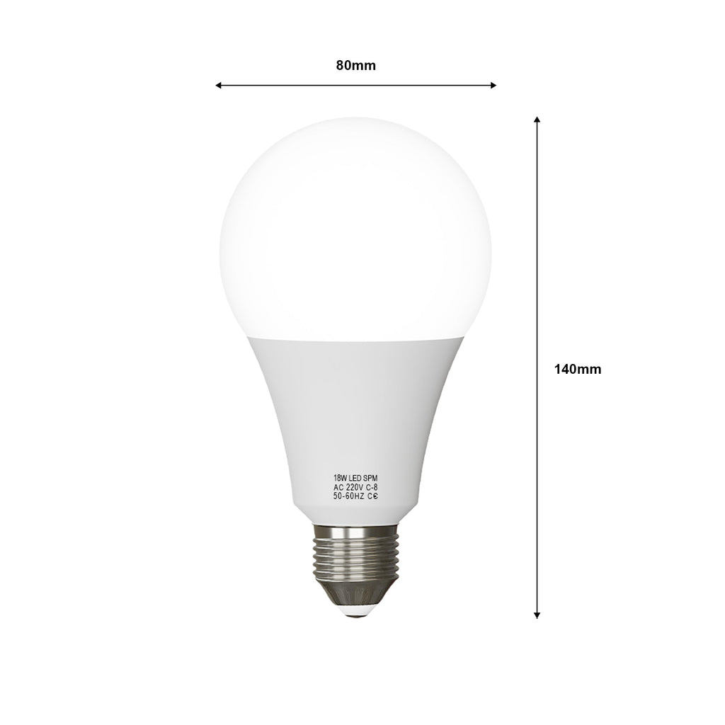 Bright 18W E27 A60 LED Bulb, Warm White 2700K, Non-Dimmable, Energy Saving