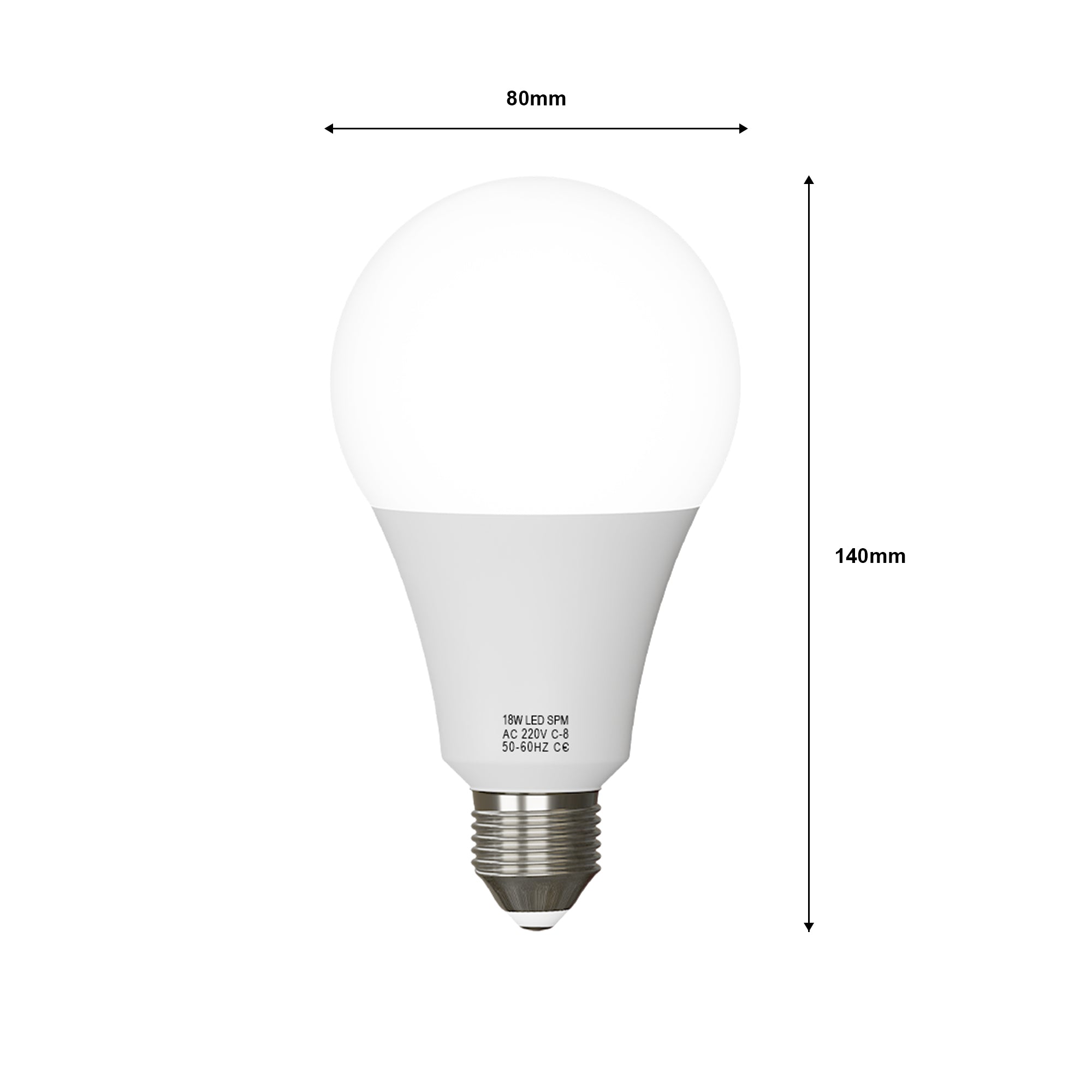 Bright 18W E27 A60 LED Bulb, Warm White 2700K, Non-Dimmable, Energy Saving
