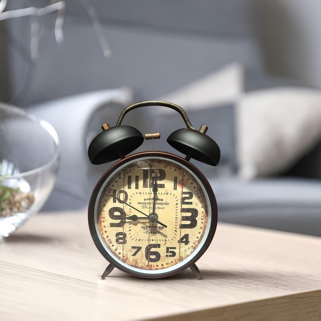 Twin Bell Alarm Clock Retro Battery Operated Bedside Clock-5553