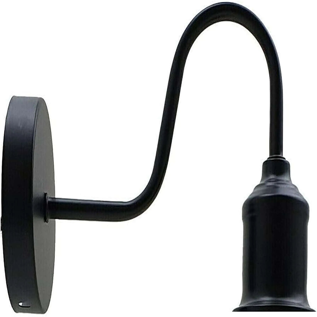 Black Dome-Shaped Metal Industrial Wall Sconce Light Fixture E27 Socket