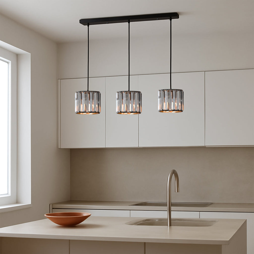Modern Adjustable 3-Light Crystal Shade Pendant Chandelier ~ 6137