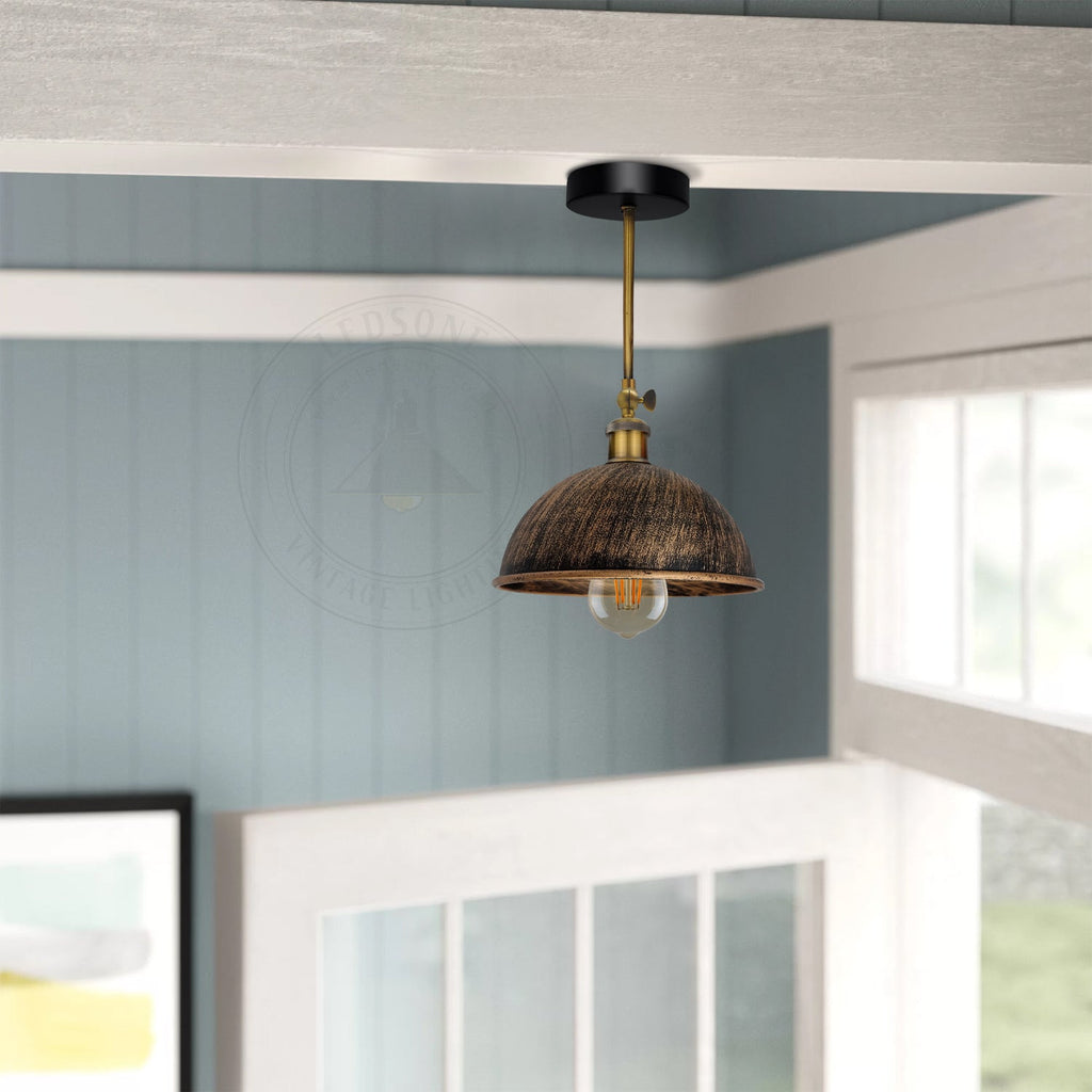 21cm Industrial Metal Dome Easy Fit Light Shade with Reducer Plate