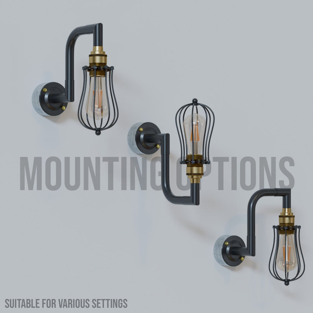 Industrial Metal Conduit Pipe Wall Light Kit E27 Vintage Style