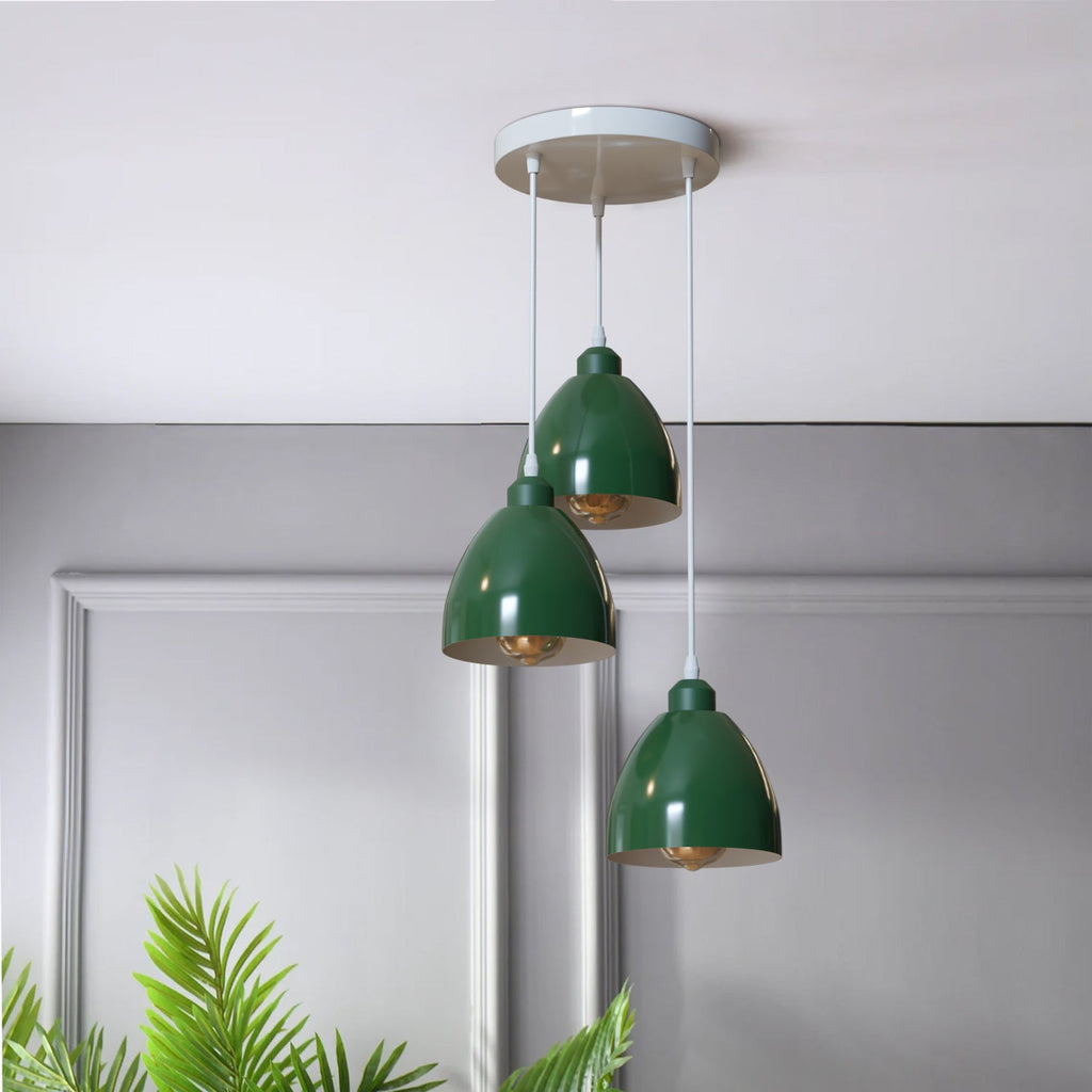 Industrial 3-Head Adjustable Cable Pendant Light with Metal Shades