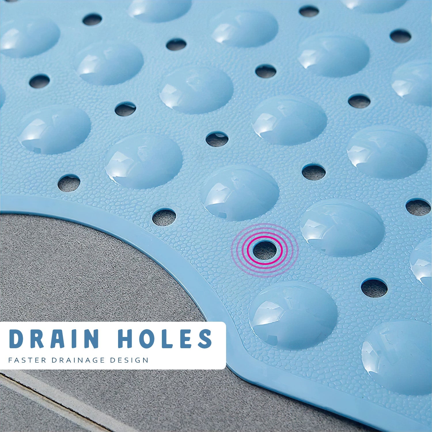 Anti-Bacterial Non Slip Grip and Drain Holes Soft Shower Mat~6103