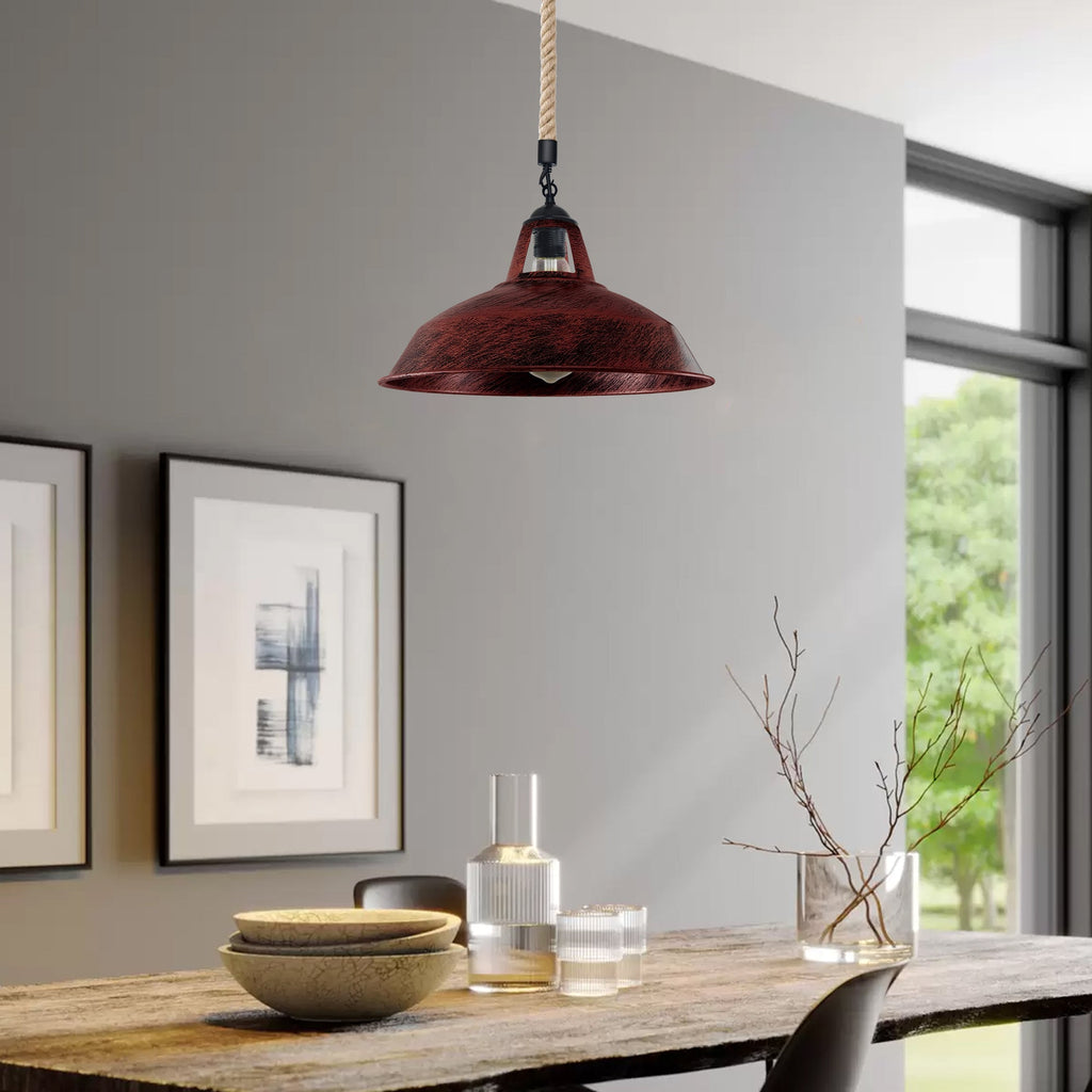 Rustic Industrial E27 Edison Hemp Rope Pendant Light Fixture Barn Home