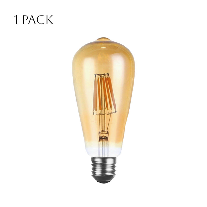 Vintage Dimmable ST64 E27 LED Filament Bulb 6W, Warm White Amber Glass