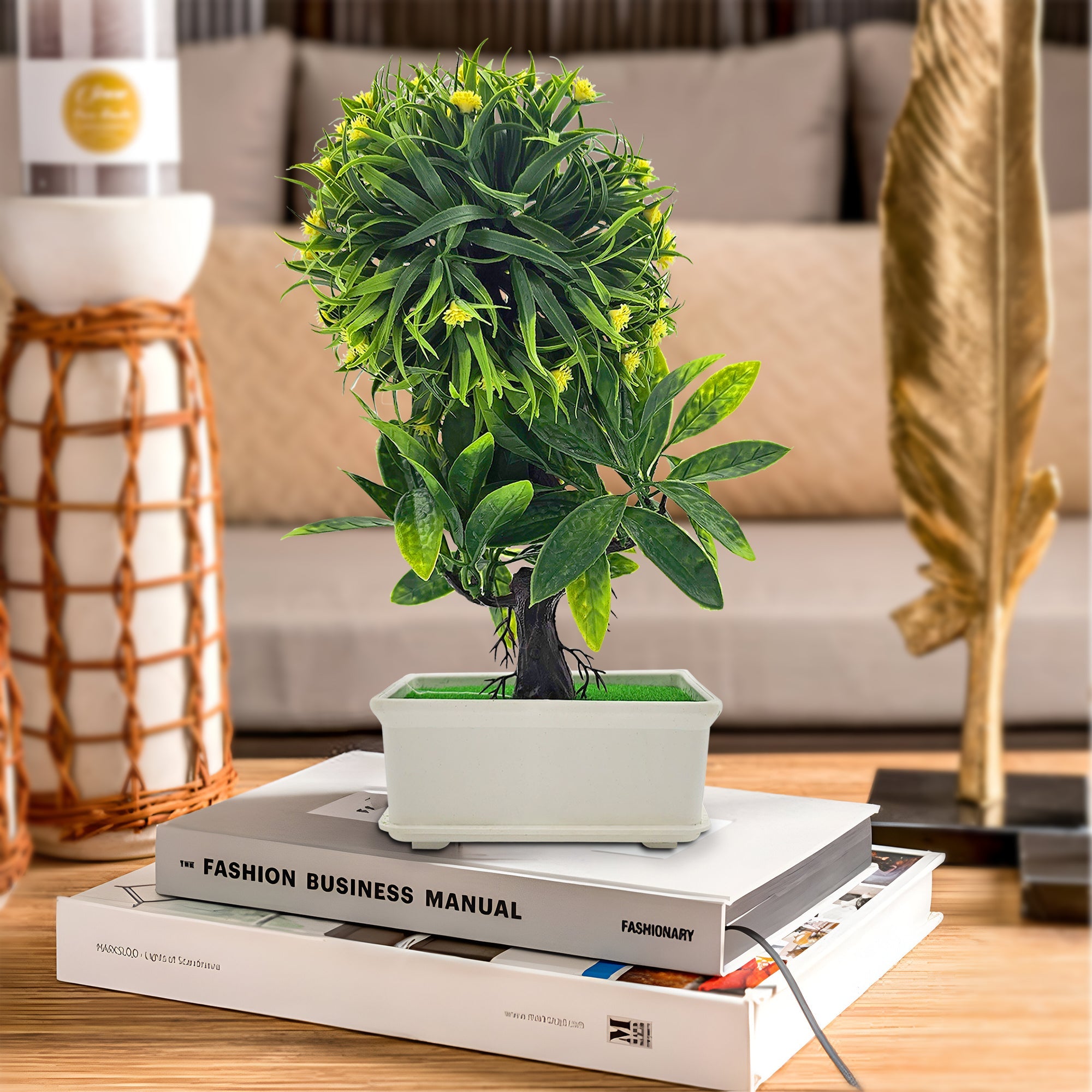 Lifelike Artificial Bonsai Small Tree with Decorative Flowers for Effortless Home Decor