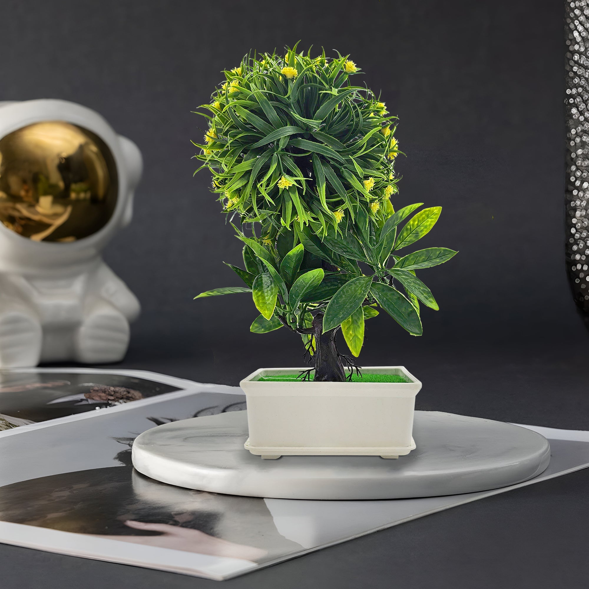 Lifelike Artificial Bonsai Small Tree with Decorative Flowers for Effortless Home Decor