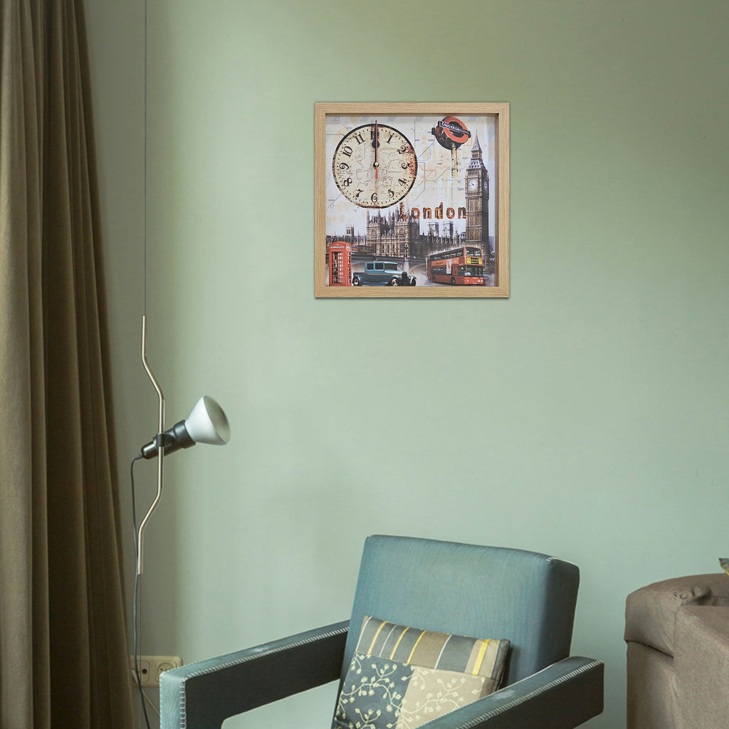 London Big Ben Vintage Rectangular Wood Art Painting Wall Clock