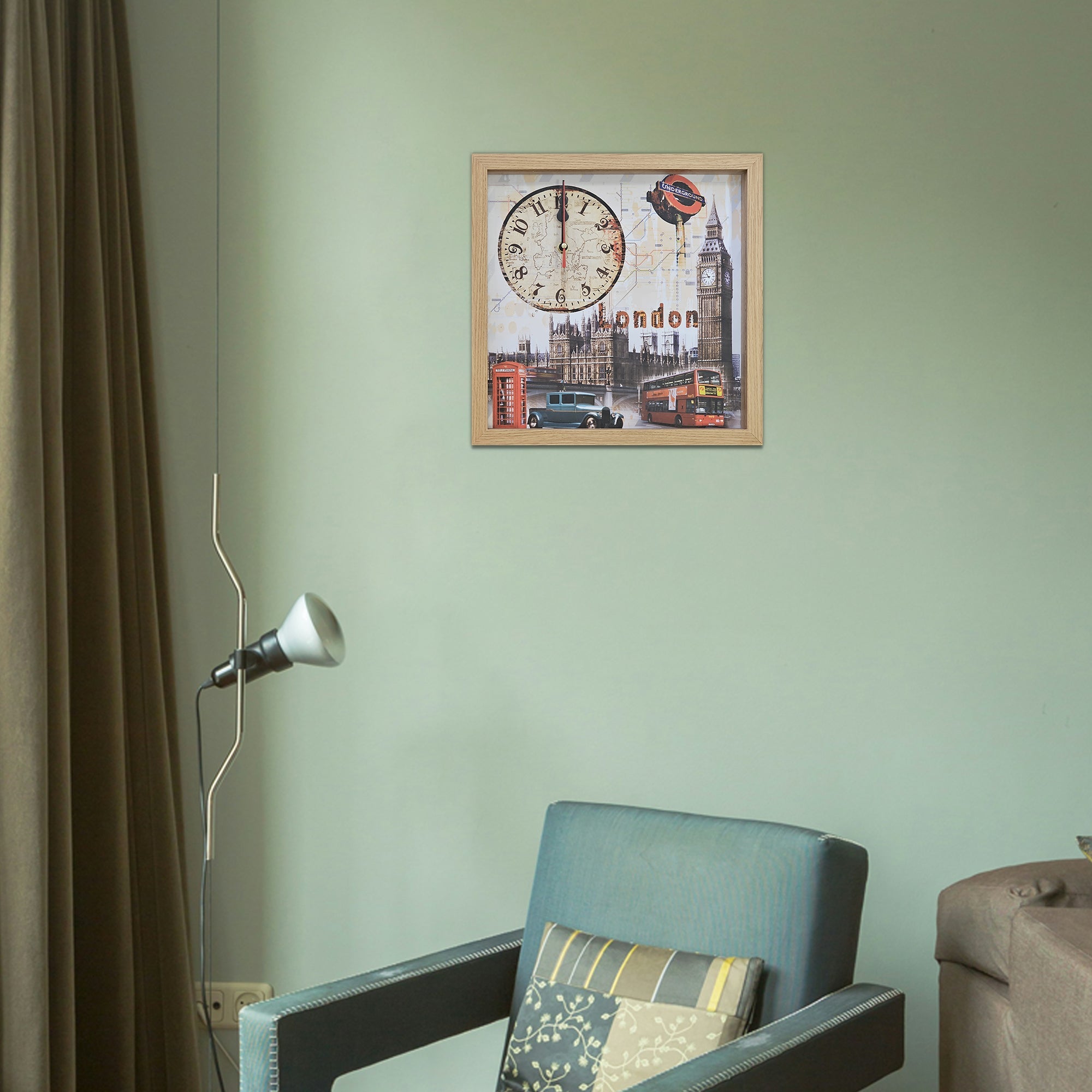 London Big Ben Vintage Rectangular Wood Art Painting Wall Clock