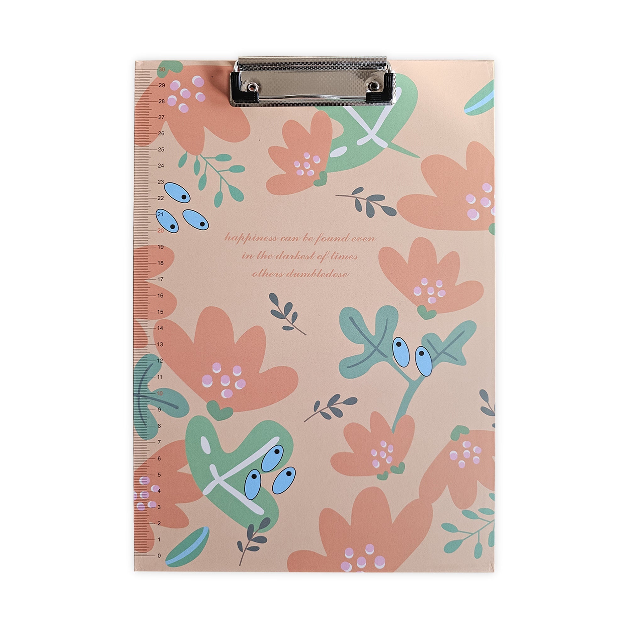 4 Pack A4 Floral Print Clipboards with Ruler Scale Edge