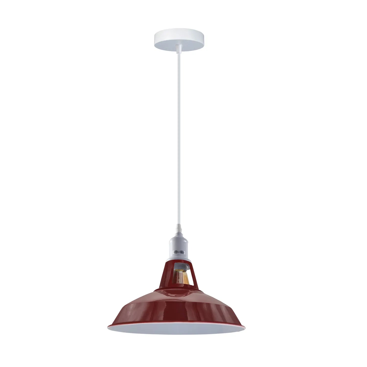 Kitchen Ceiling Lights Barn-Slotted Metal Shade Hanging E27 Pendant Light