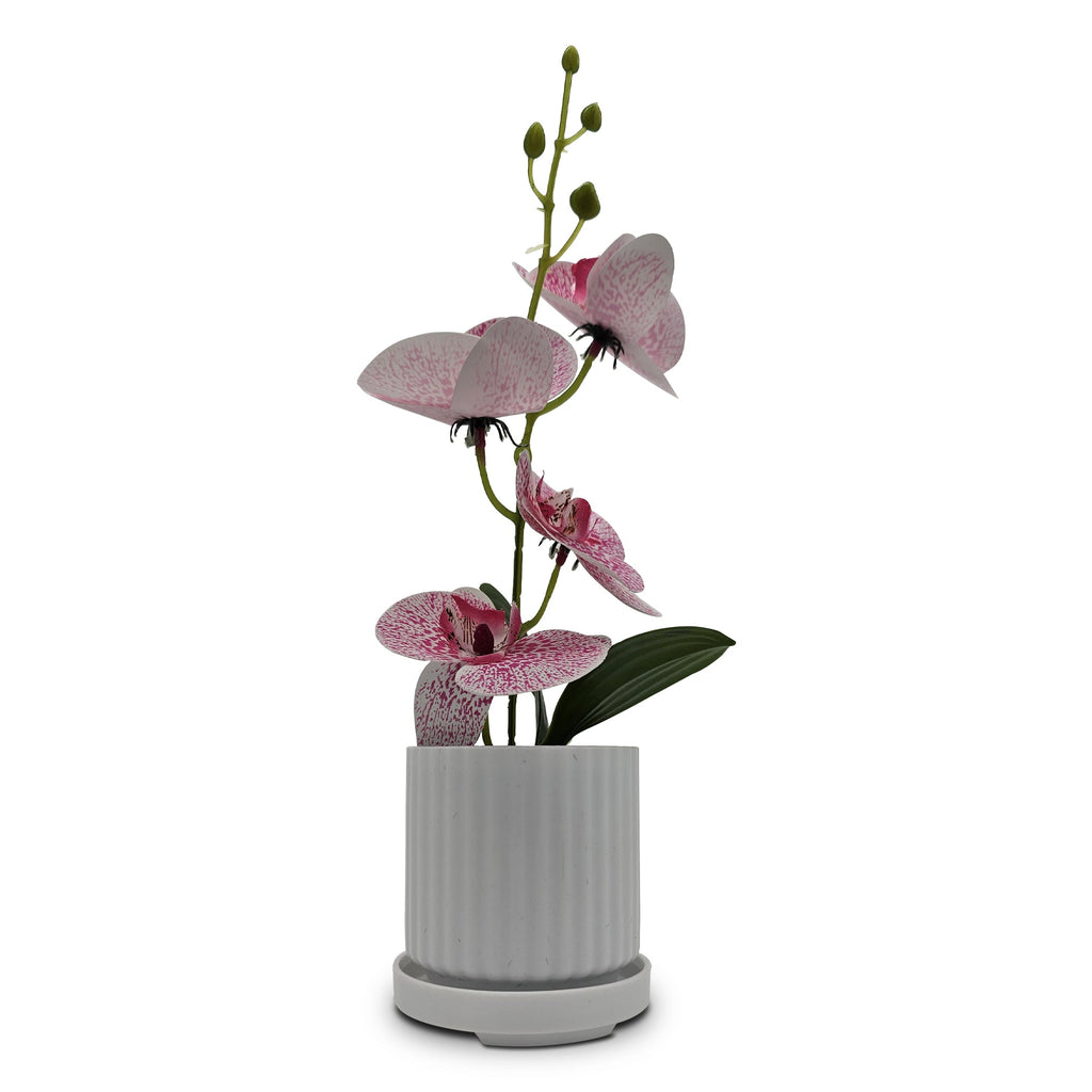 Lifelike Artificial Orchid Flower Arrangement in Elegant Vase for Home Decor