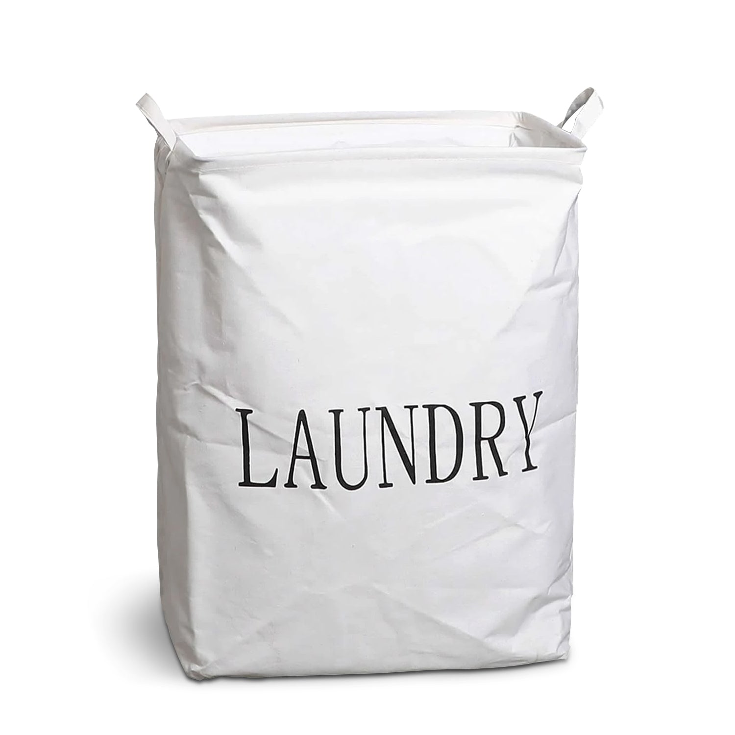 Foldable Freestanding Cotton Laundry Hamper Bag with Drawstring Closure for Clothes