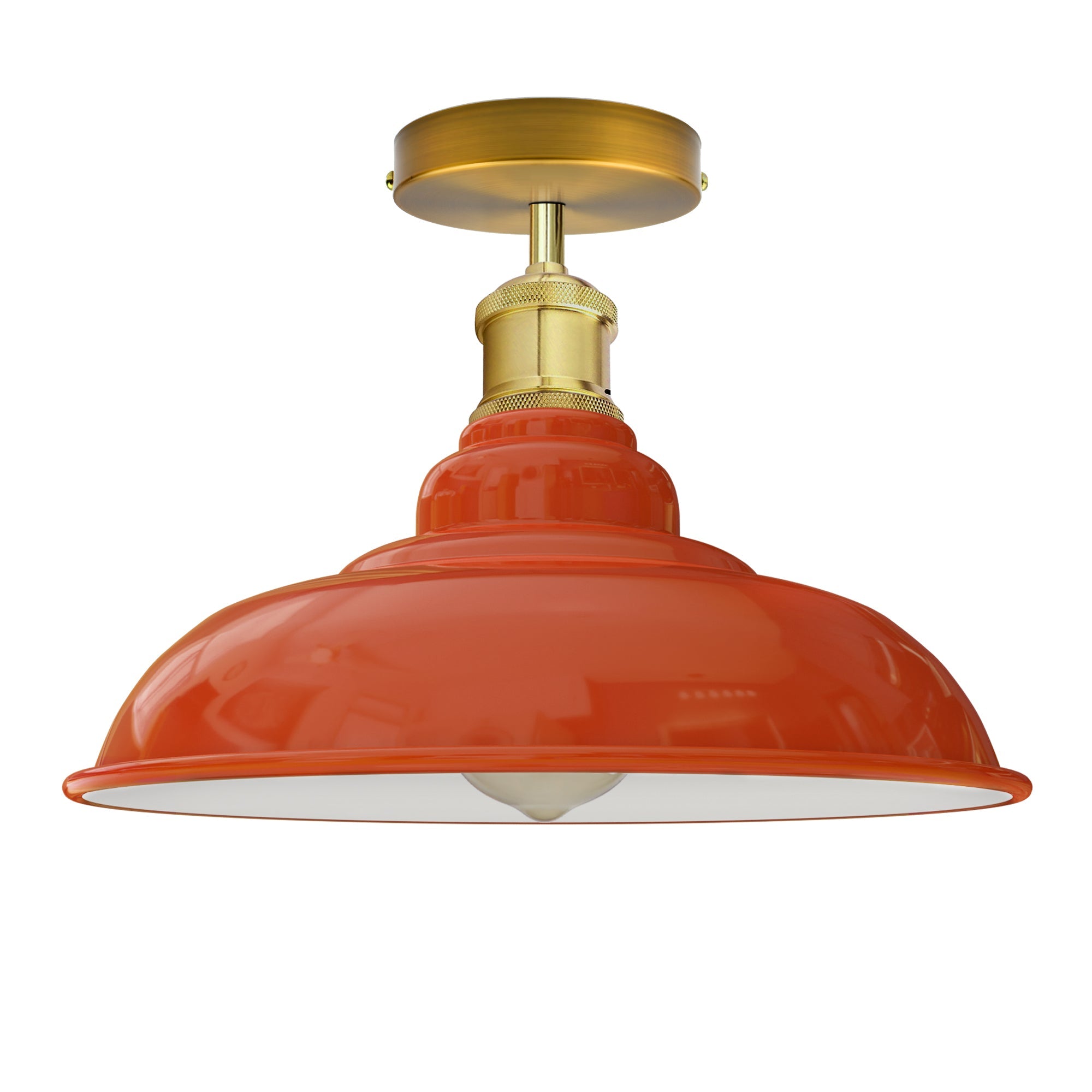 Vibrant Orange Industrial Retro Flush Mount Ceiling Light E27 Base Home Decor