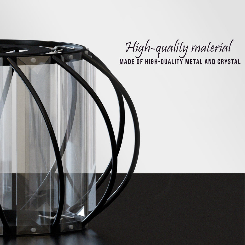 Elegant Modern Crystal Glass & Metal Cage Ceiling Pendant Light Shade