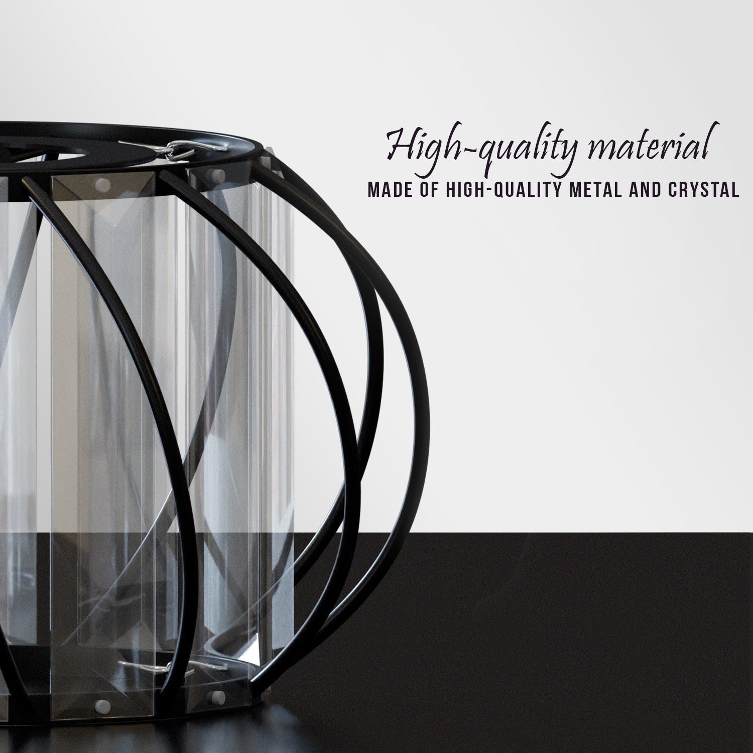 Elegant Modern Crystal Glass & Metal Cage Ceiling Pendant Light Shade