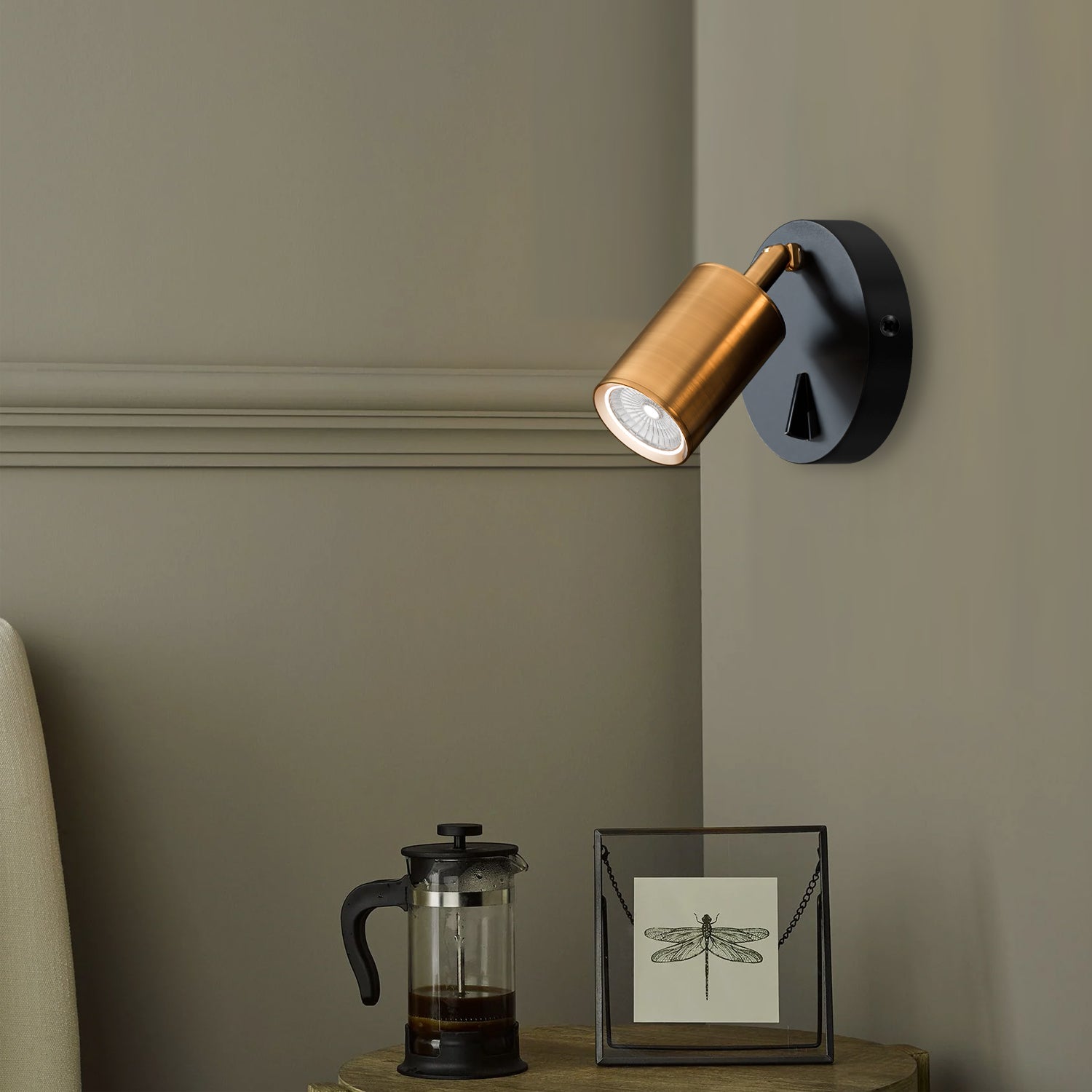 Rotatable GU10 Single Head Wall Spotlight with Integrated On-Off Switch