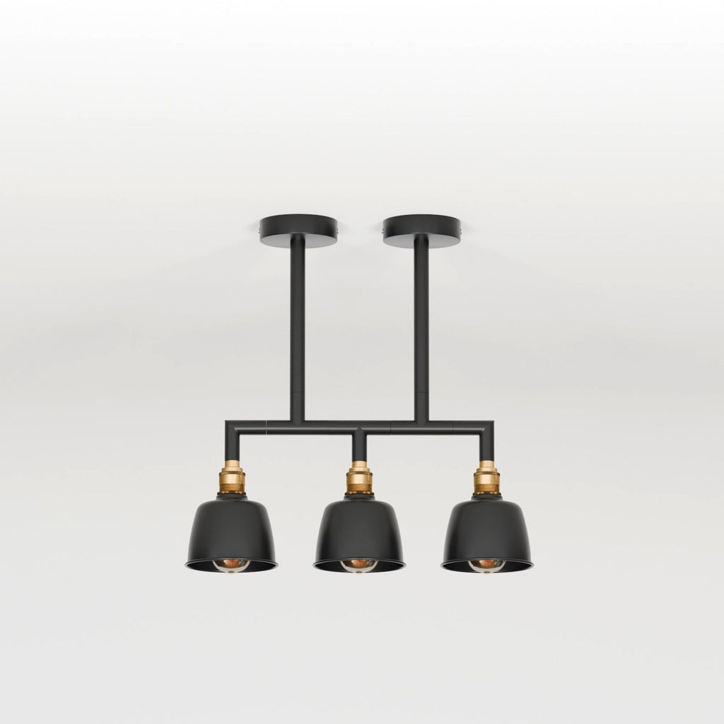 Industrial 3-Way Conduit Pipe Ceiling Pendant Light Fixture with Dome Shades