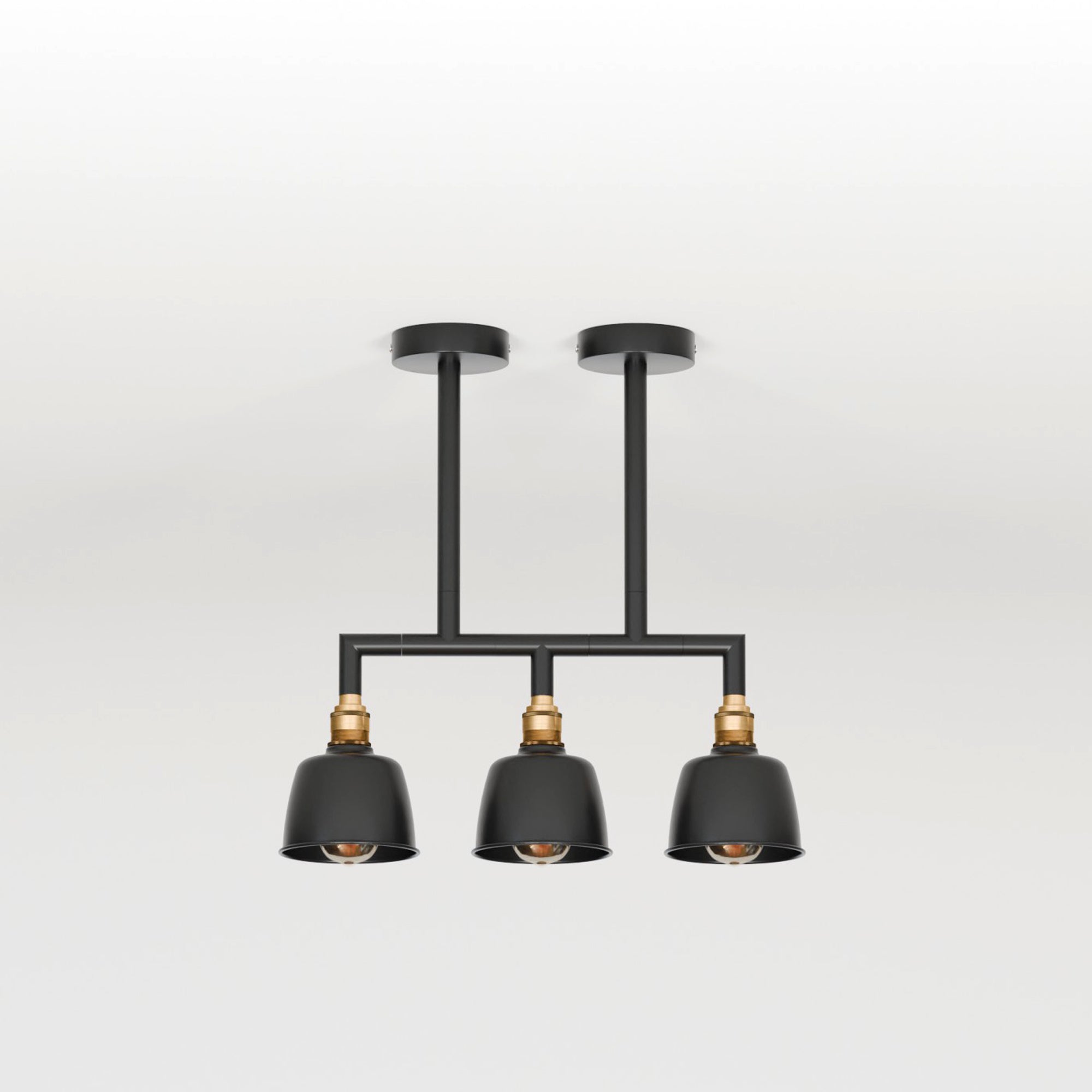 Industrial 3-Way Conduit Pipe Ceiling Pendant Light Fixture with Dome Shades
