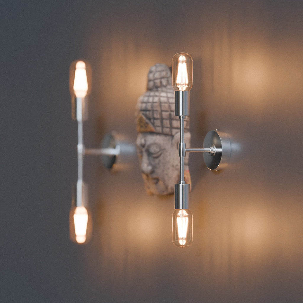 Modern Industrial Dual Bulb E27 Wall/Ceiling Light Fixture, Metal Finish