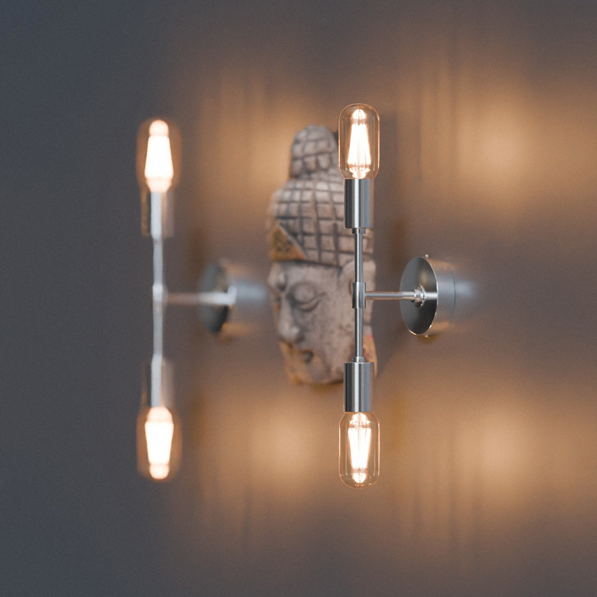 Modern Industrial Dual Bulb E27 Wall/Ceiling Light Fixture, Metal Finish