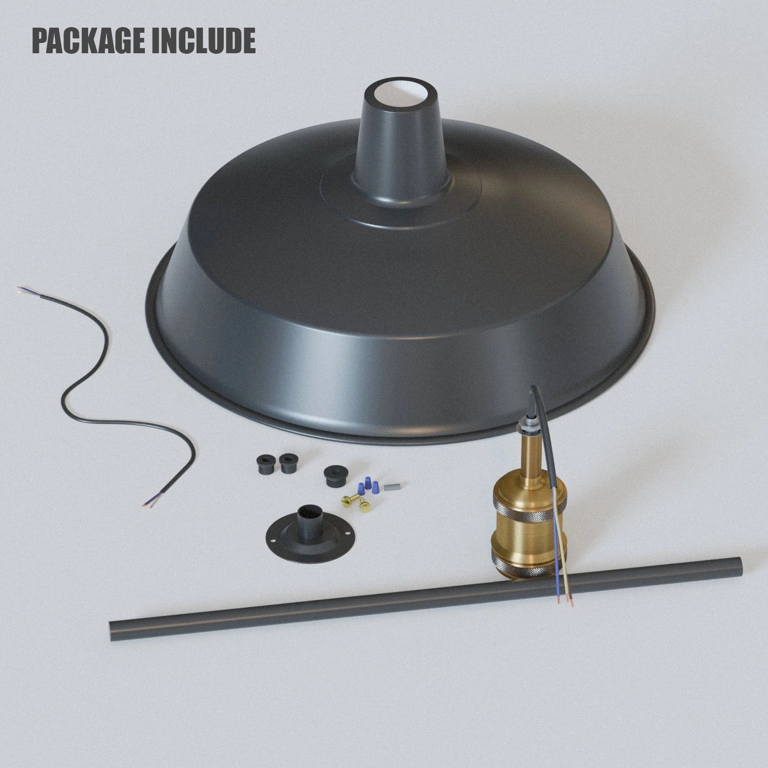 Black Metal Ceiling E27 Conduit Pendant Light Kit -5647