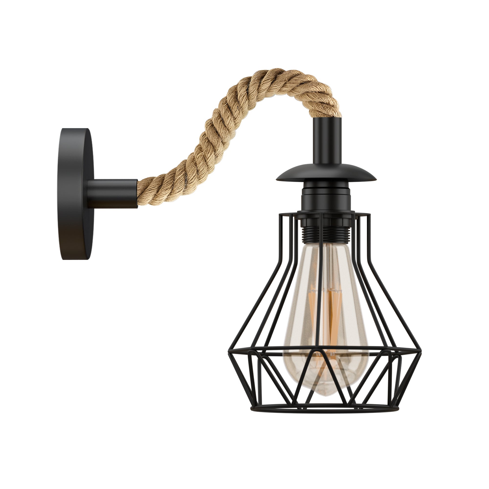 Black Wall Sconce Lighting Rope Fixture ~5700