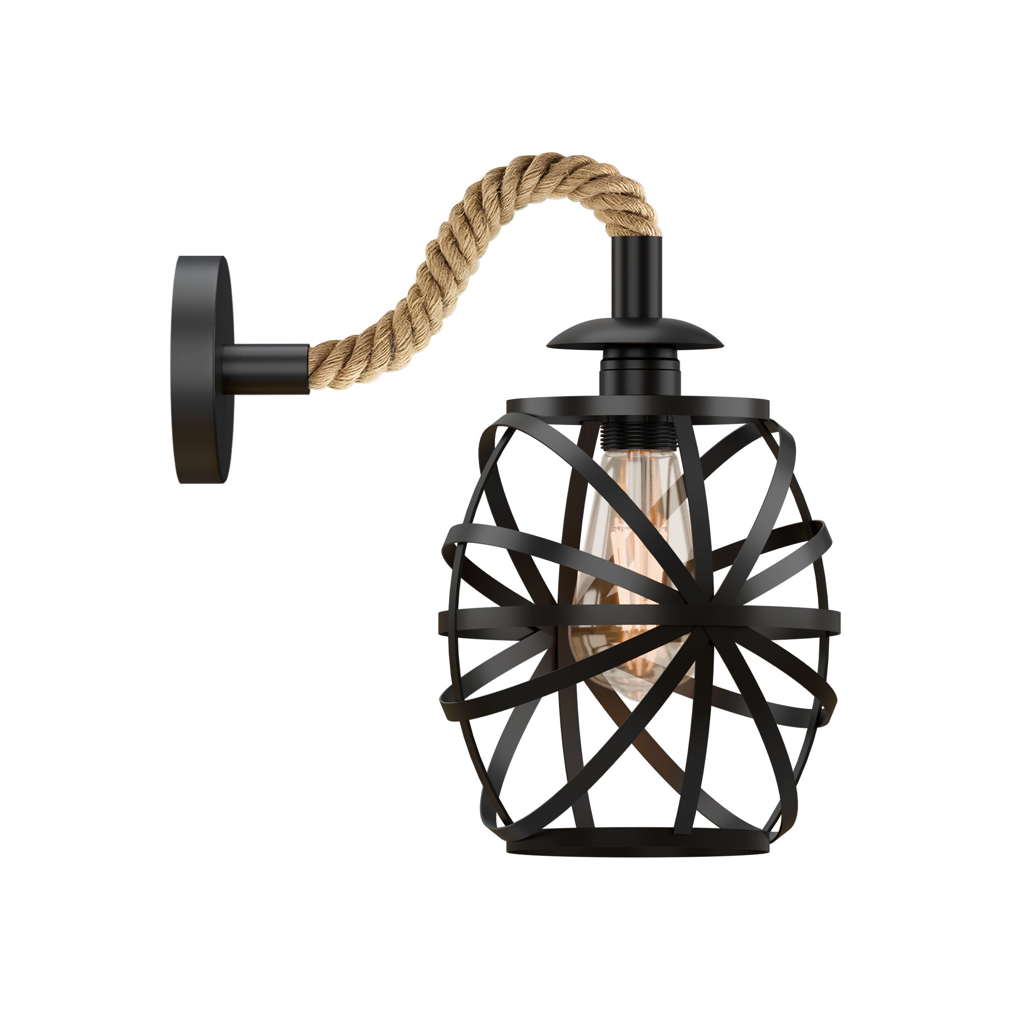 Black Wall Sconce Lighting Rope Fixture ~5700