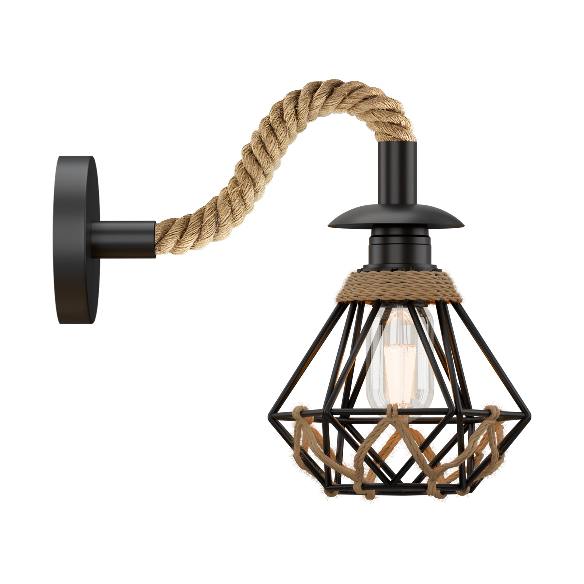 Black Wall Sconce Lighting Rope Fixture ~5700