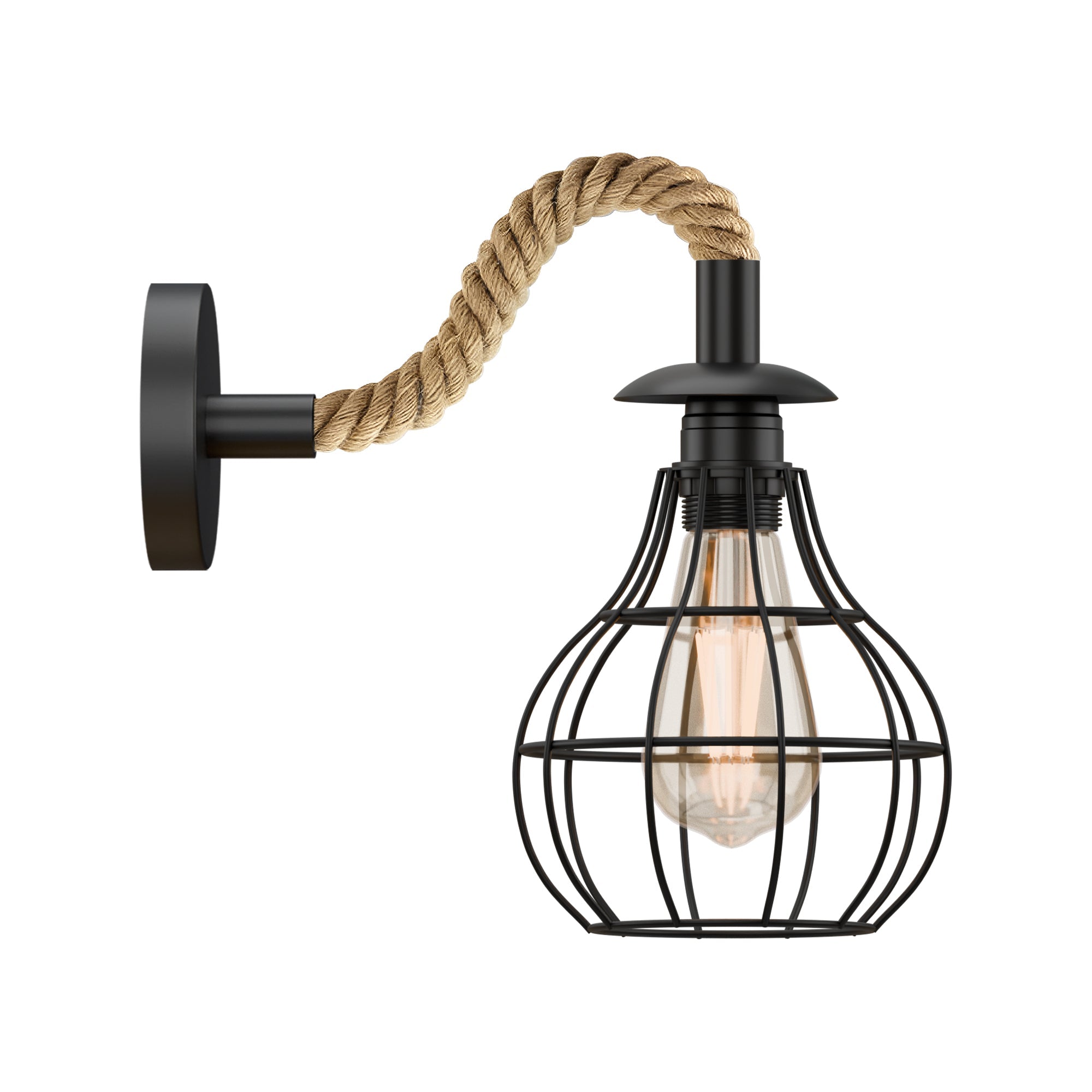 Black Wall Sconce Lighting Rope Fixture ~5700