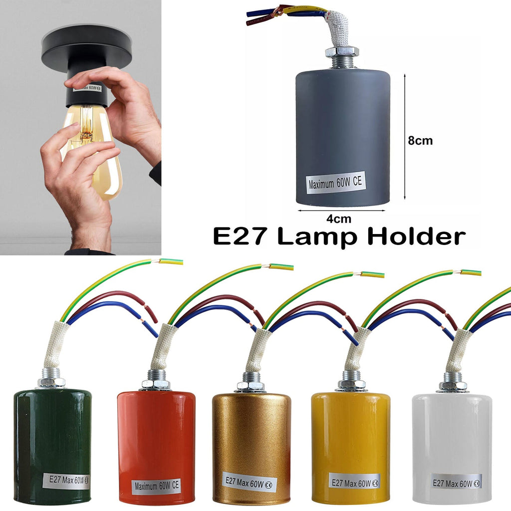 E27 Edison Screw Light Bulb Socket Holder Metal Pendant Fitting Fixture