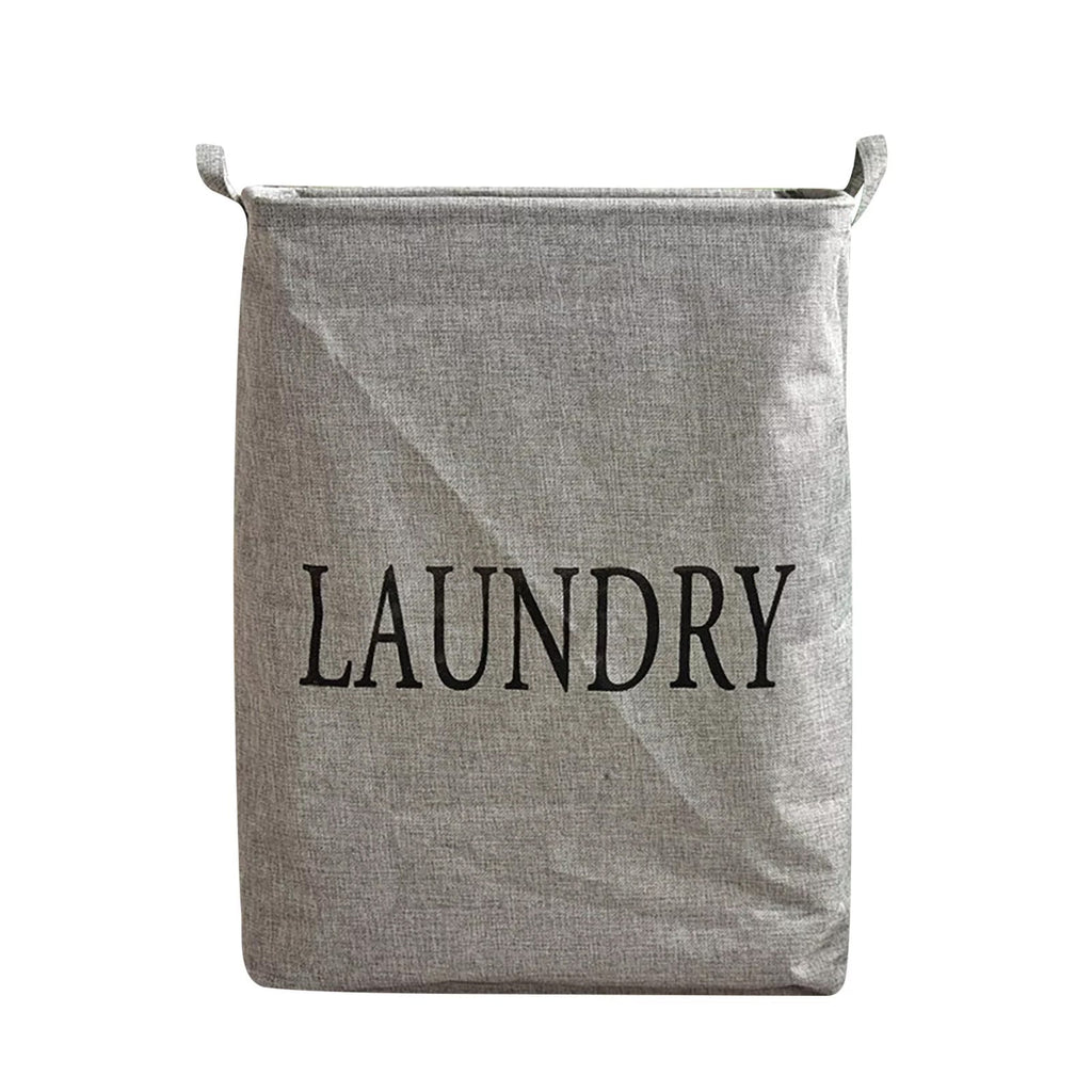 Freestanding Foldable Cotton Linen Laundry Hamper Bag with Drawstring Handles