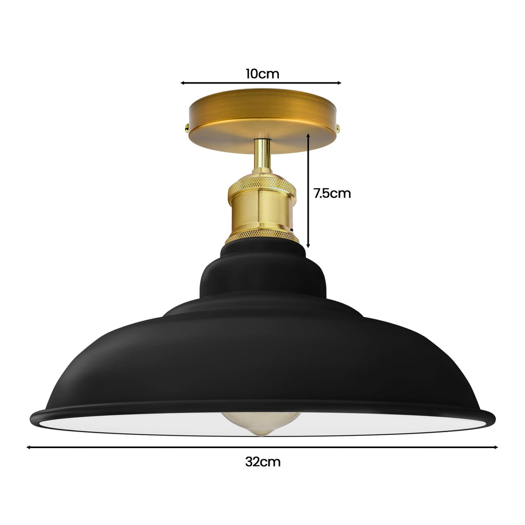 Vibrant Orange Industrial Retro Flush Mount Ceiling Light E27 Base Home Decor