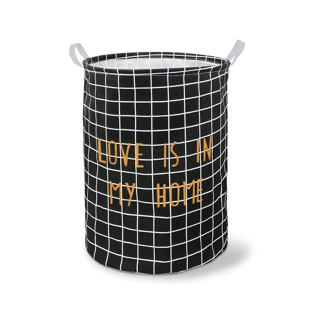 Large Foldable Cotton Laundry Basket 2-Pack Grid Pattern Organisers