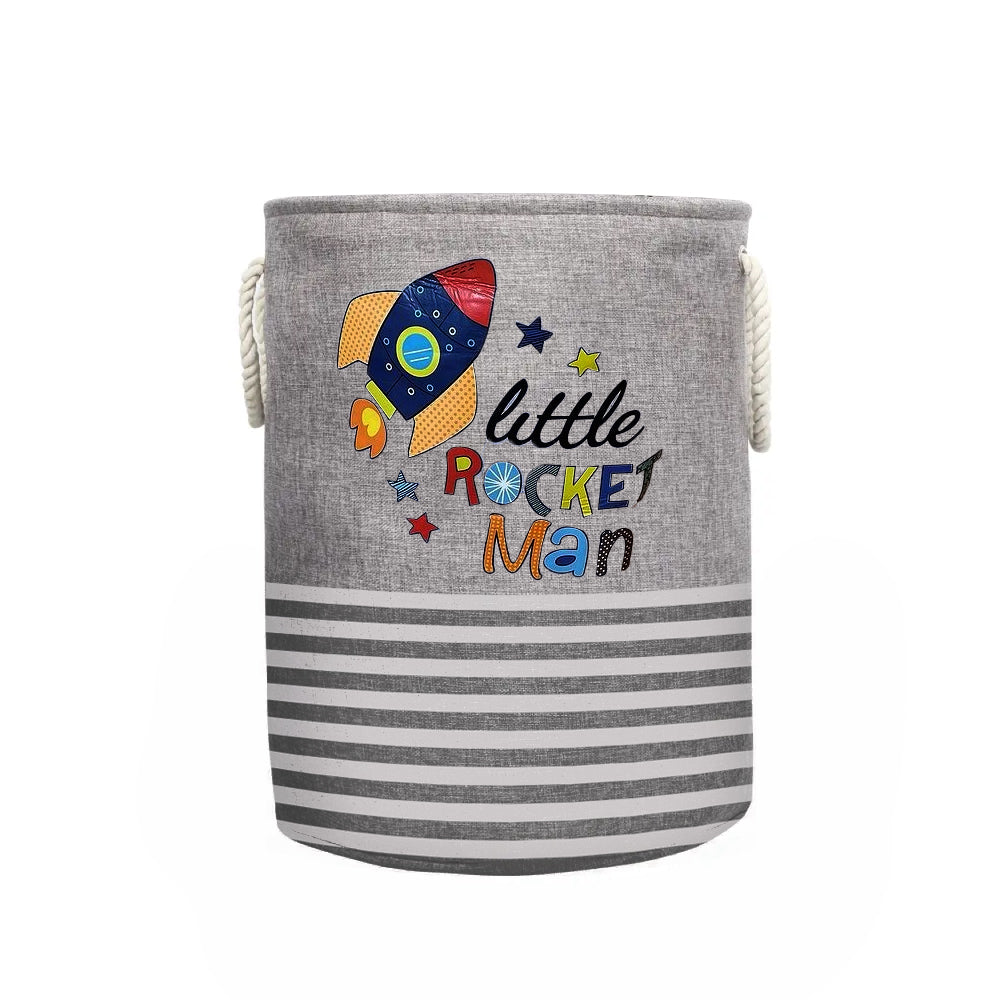 Foldable Round Cotton Laundry Basket with Waterproof Lining for Clothes Storage