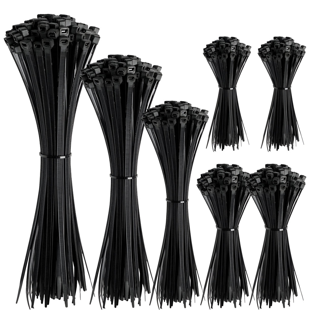 Black Heavy Duty Self-Locking Nylon Cable Ties for Organization